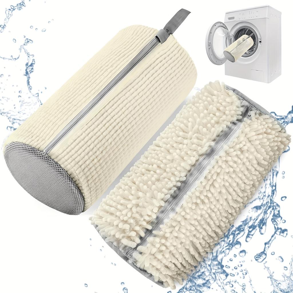 1pc Shoe Washing Machine Bag Laundry Dryer Safe Reusable Dustproof Cleaning Bag for Sports Tennis Shoes Stain Free White