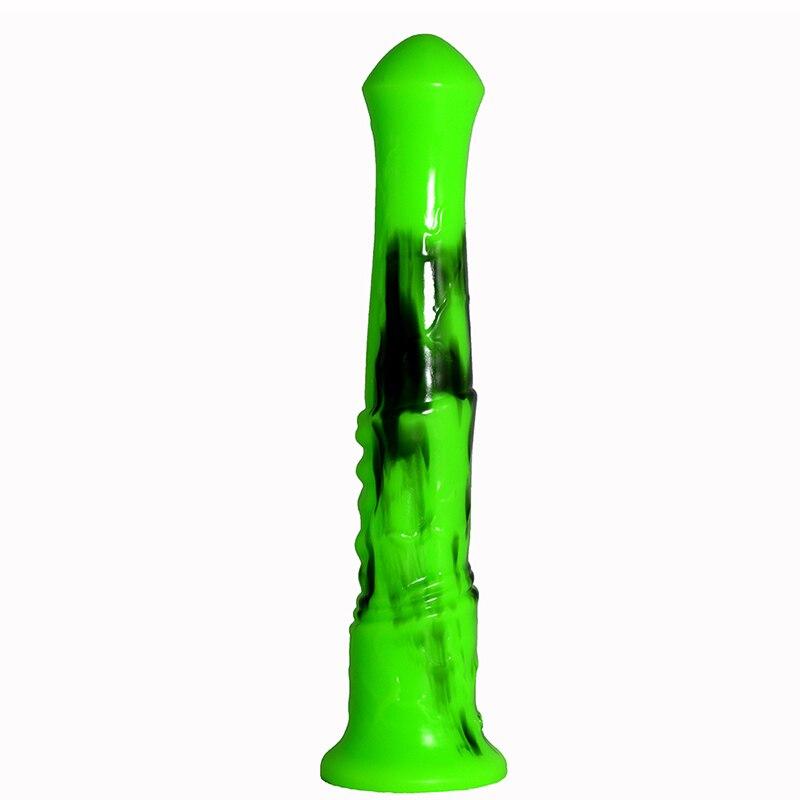 Silikonový anální kolík Horse Dildo Přísavka Lehké ohýbání Sexuální hračky pro ženy Masturbace 28,5 cm dlouhá měkká hračka
