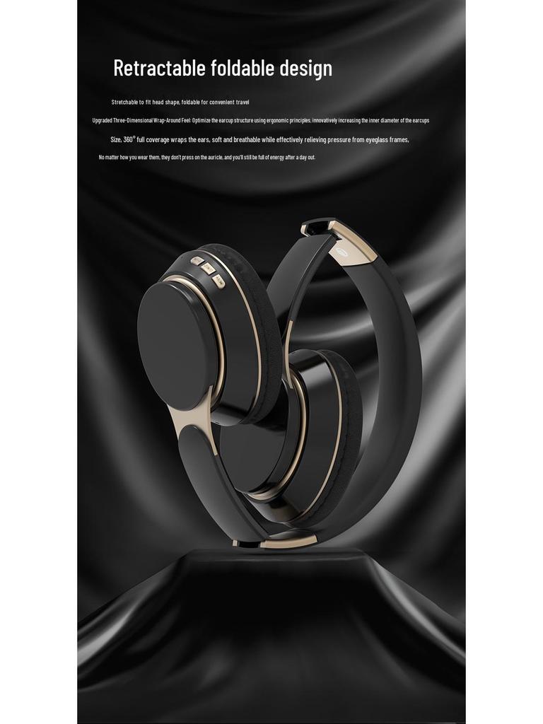 Foldable Over-Ear Bluetooth Headphones with Heavy Bass and Card Slot