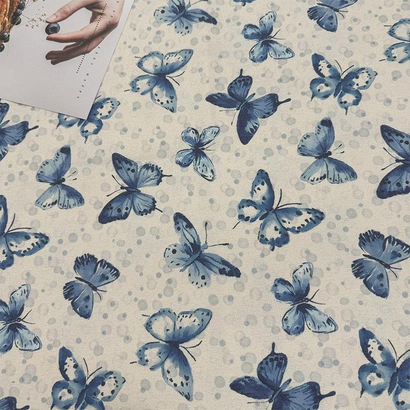 0.5m/1m/2m Oriental Aesthetic Elements Printed Encrypted Cotton Linen Fabric for Tablecloth Sofa Cover Curtain Decorative Cloth