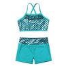 Kids Girls Swimming Dance Athletic Outfit Shoulder Straps Sequins Crop Top+Shorts Gymnastics Clothes