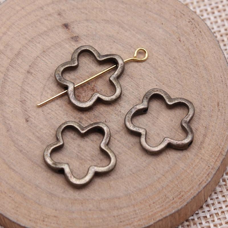 20pcs/lot Antique Silver Bronze Hollow Flower Beads Loose Bead Spacer Connectors DIY for Jewelry Making Bracelet