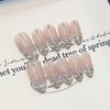 Gentle Pink Fake Nails with Glitter Tip Prevailing Natural Look Press-On Nail Sets for Women and Girl Nail Salon