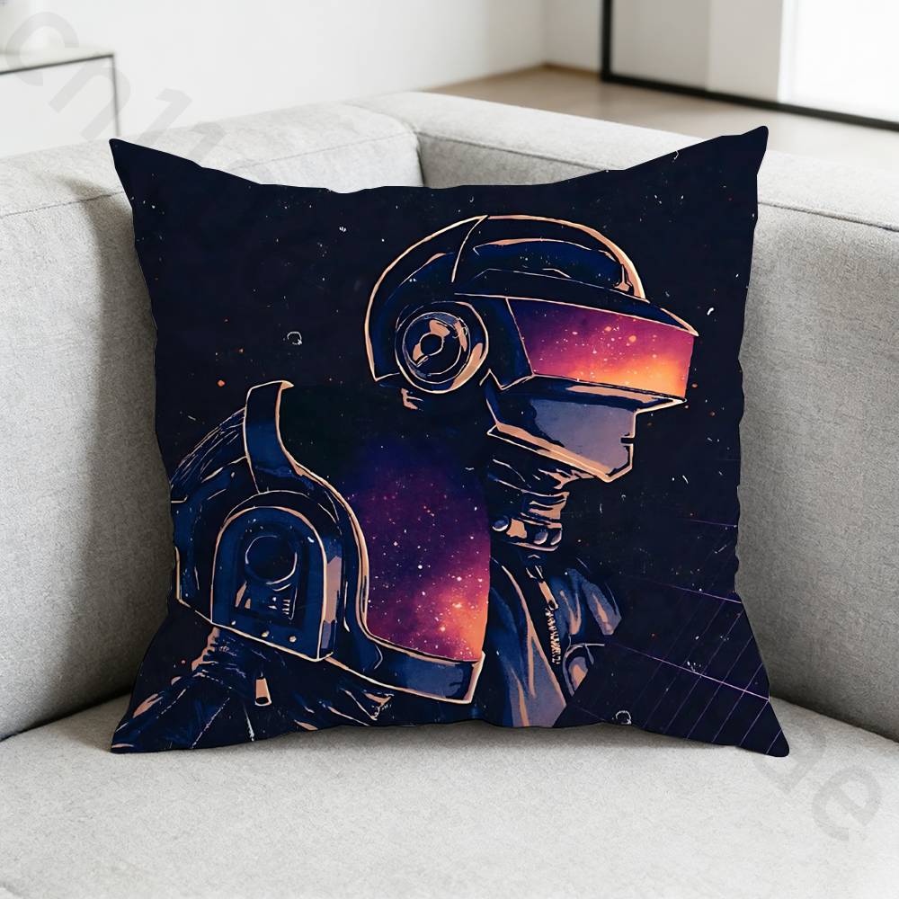 DDaft PPunk Band Pillow Case Antidustmite Pillowcase Invisible Zipper Silky Short Plush Sofa Cushion Cover