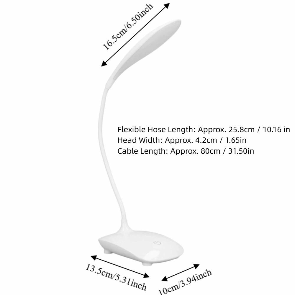 Touch Control LED Desk Lamp Flexible Angle 3 Lighting Modes LED Table Lamp White Light 5500K-6000K Dimmable USB Desk Lamp