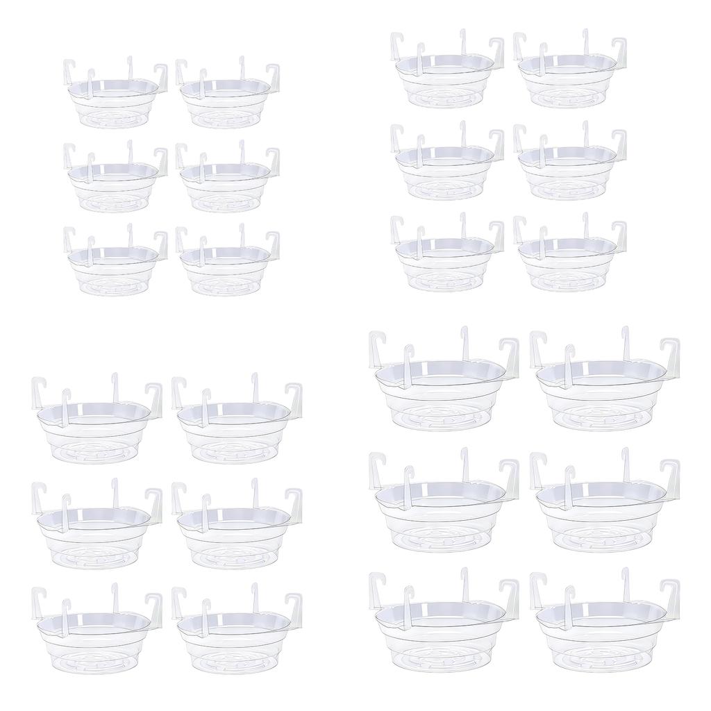 Plastic Round Water Catch Tray with 4 Pcs Hooks Transparent Plant Drip Holder Ventilated for Gardening Balcony Window Decoration