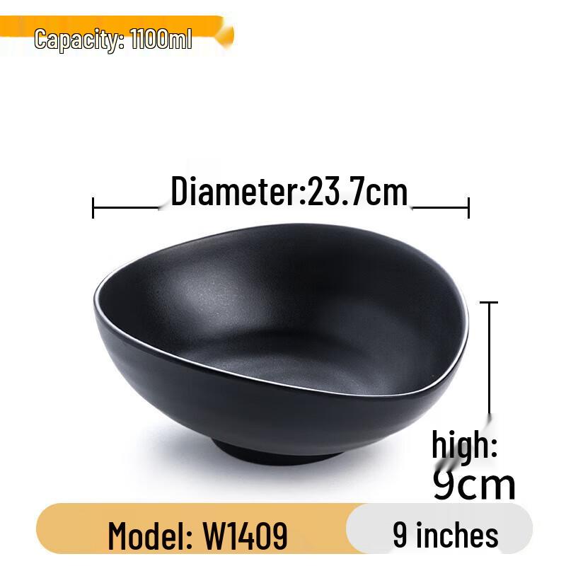 Japanese Style Black Melamine Ramen Bowl Set