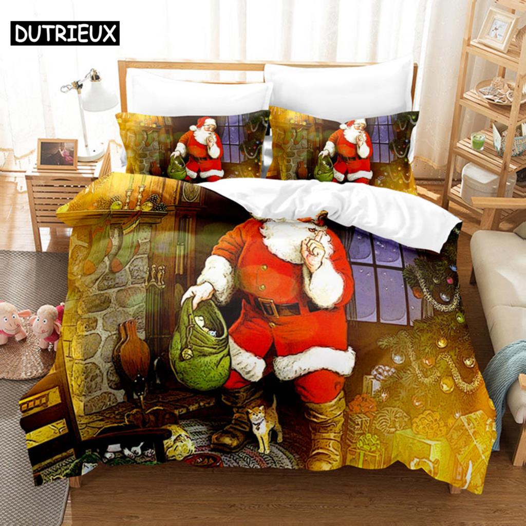 3D Christmas Quilt Cover Bedding Set Duvet Comforter Pillow Case Bed Linens Twin Queen King Double Full Single 3PCS 2PCS Bedroom