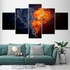 Canvas Painting Abstract Water Fire Heart-shaped 5 Pieces Wall Art Painting Modular Wallpapers Poster Print Home Decor