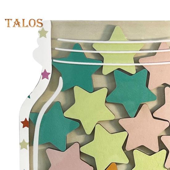 Träbelöningsburk med 25 färgglada stjärnor Ställ Barn Studenter Positivt beteende Prestation Uppmuntra Belöningssystem Lärare Förälder Klassrum