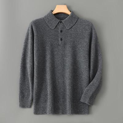 Herren Woll-Rollkragenpullover: Einfarbiger Pullover mit langen Ärmeln und lockerem Strick für Herbst und Winter