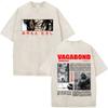 Japanese Anime Vagabond Miyamoto Musashi Vintage Washed Tshirts Men Women Clothing Fashion Retro Cotton Short Sleeve T Shirts