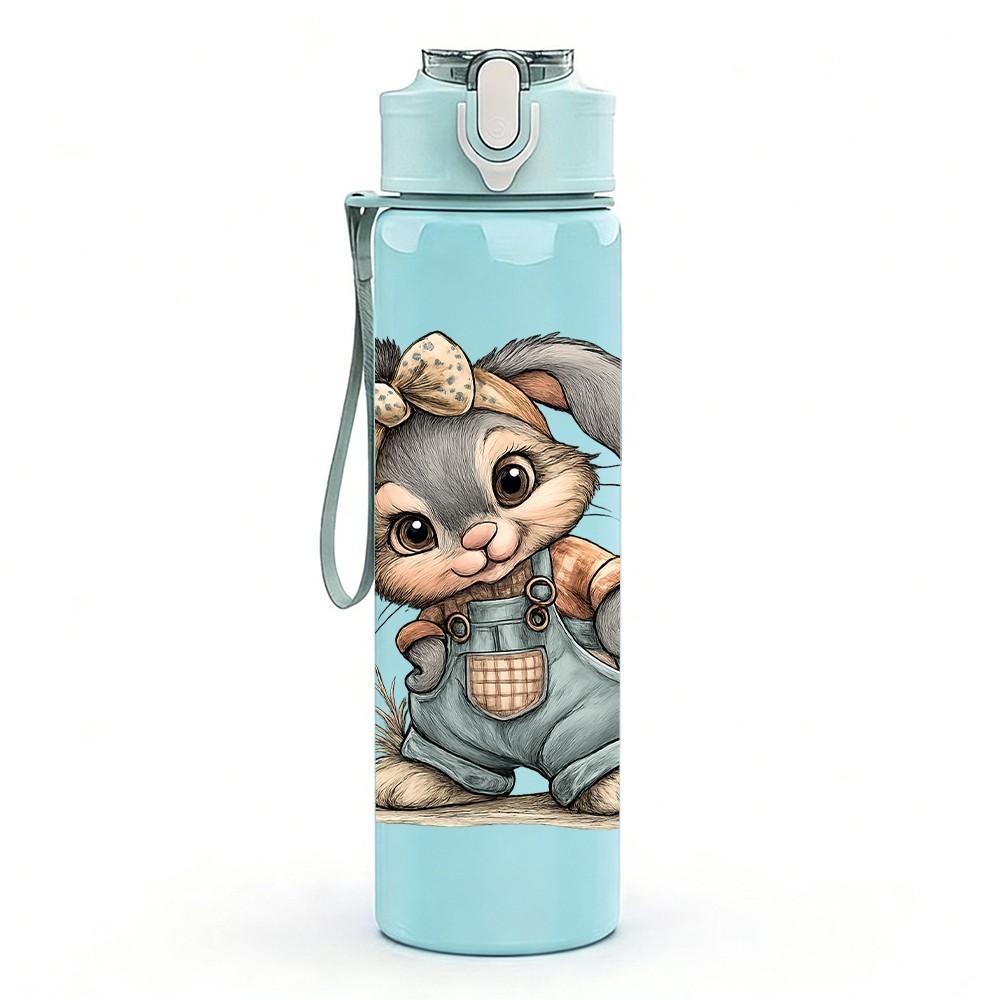 1PC Overall Baby Bunny 750ml Color Plastic Sports Water Bottle Leakproof Flip Straw Lid Suitable for Sports Office Home Use