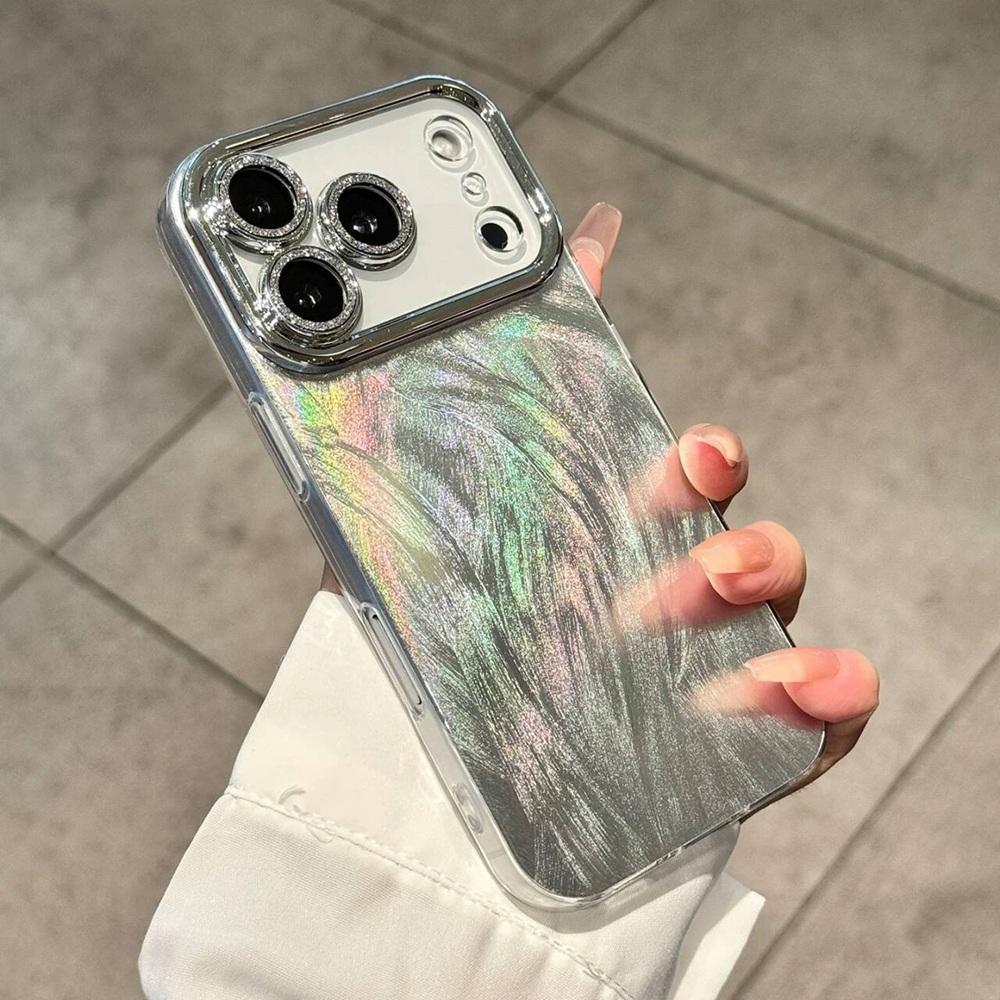 Luxusní třpytivý laserový kryt na telefon pro iPhone 17 Air 16 15 14 13 12 11 Pro Max Plus Ochrana objektivu Nárazuvzdorný bumper Zadní kryt