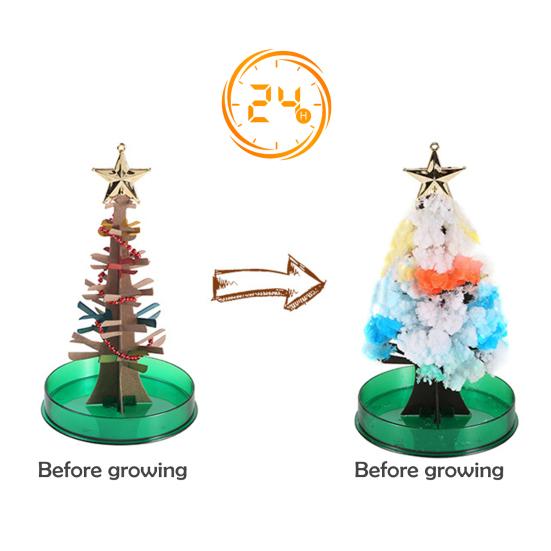 1 Set Mini Christmas Tree Toy DIY Faux Crystal Growing Tree Educational Crystallization Xmas Tree Toy Desktop Decoration Toddlers Boys Girls Gift