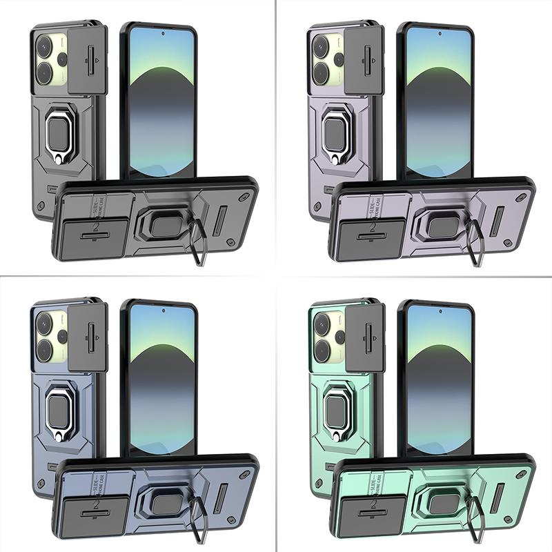 Robuster Kameraschutz Magnetische Bumper Handyhülle mit Ringständer Für iPhone 17 Pro Max Samsung Xiaomi Oppo Honor Harte PC Stoßfeste Hülle