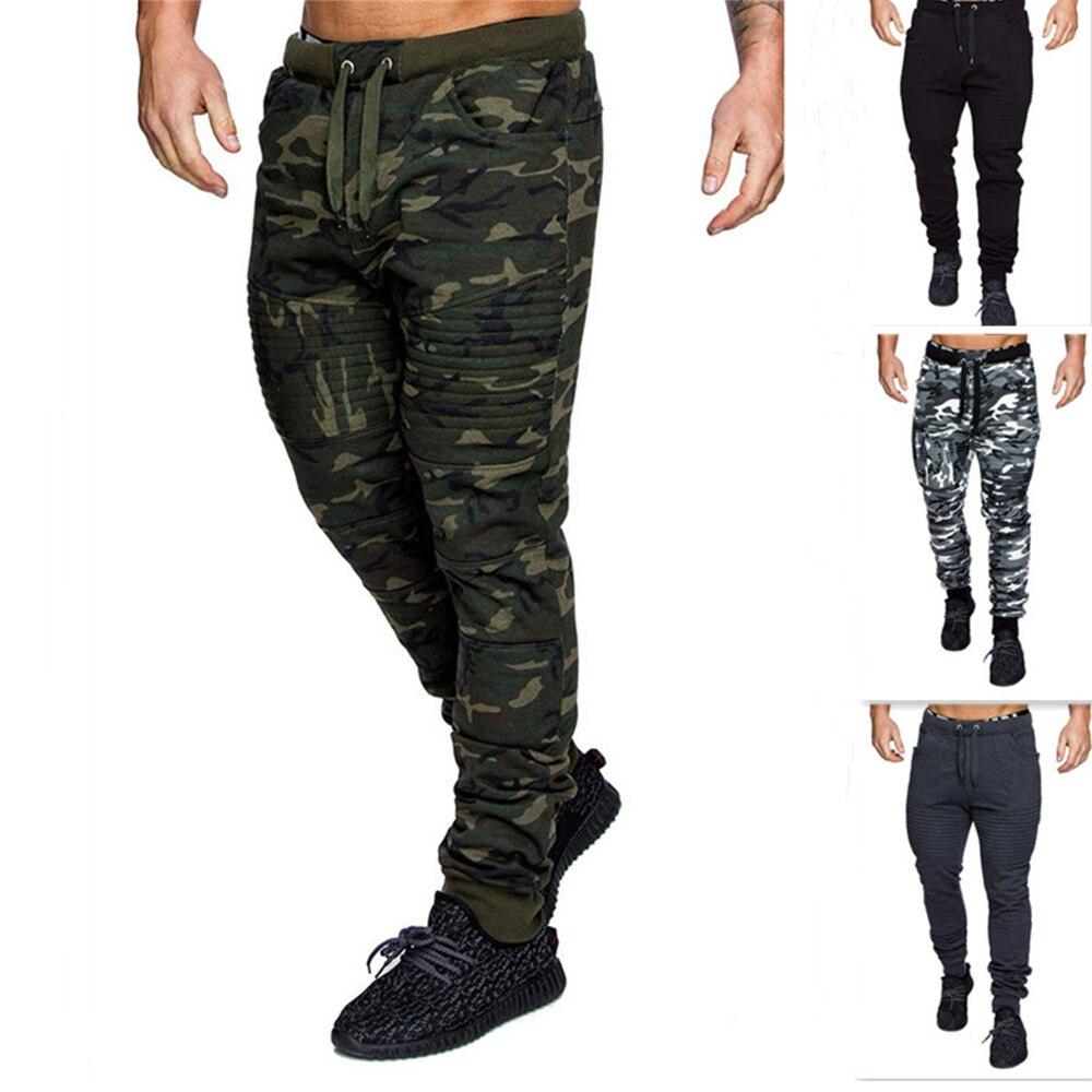 Men's Casual Camouflage Sweatpants Jogger Basic Ruched Pant Pockets Elastic Waist Drawstring Gym Workout Outdoor Sports Trousers