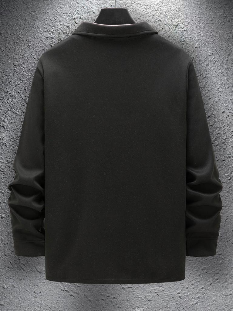 2024 Men's Casual Solid Color Single-Breasted Long-Sleeved Jacket - European & American Style.