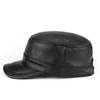 Men's Genuine Leather Flat Cap - Autumn/Winter Baseball Style for Middle-aged & Elderly