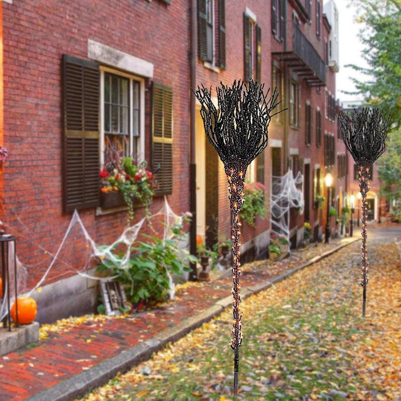 Halloween Outdoor Broom Path Lights Witch Broom Path Lights Broom Garden Markers For Home Yard Garden Holiday Decorations