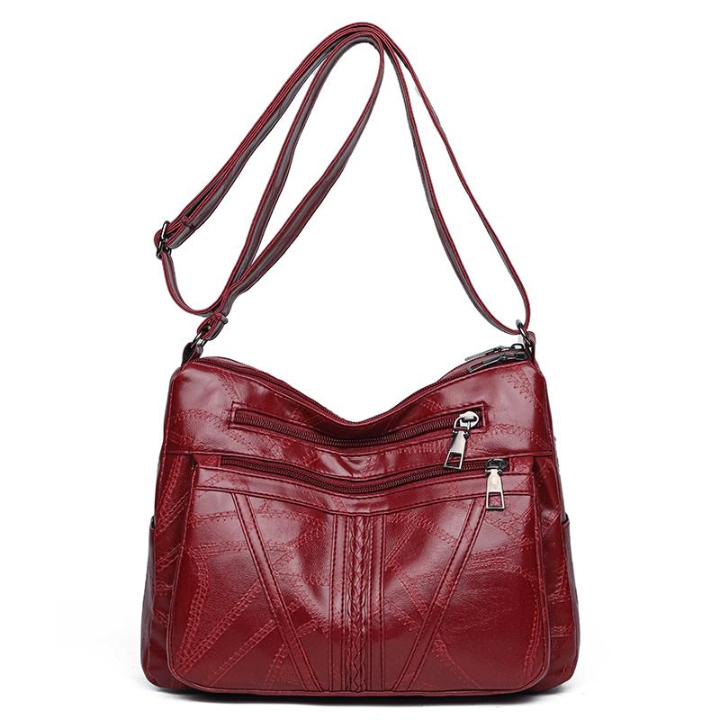 

Женская сумка Мягкая кожаная сумка через плечо Сумка для мам среднего возраста Сумка через плечо красный