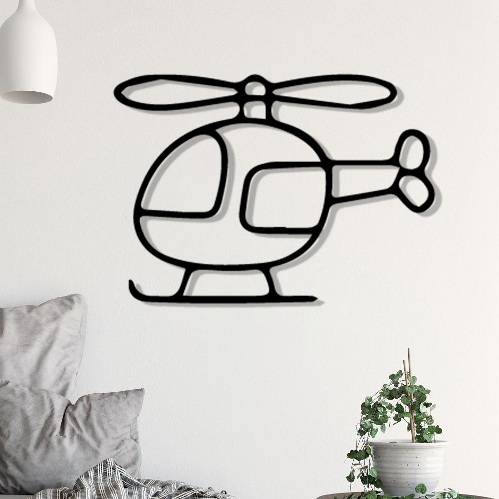 1pc Metal Helicopter Wall Art, Dynamic Helicopter Statue, Aviation Gift for Kids, Pilot Decor, Weatherproof Metal Sculpture for Garage, Backyard Fence