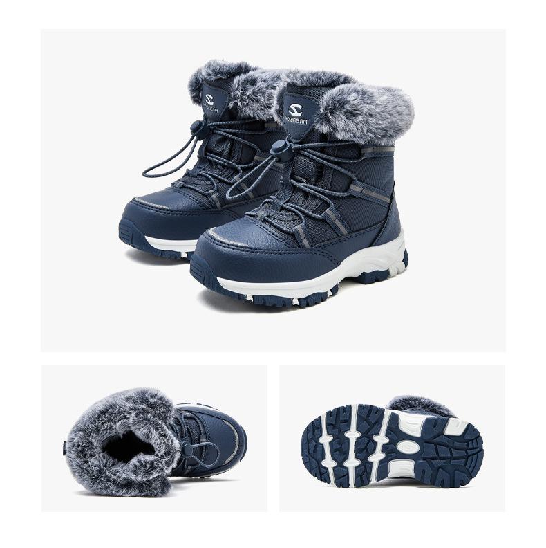 Happy Bear Kids' Winter Snow Boots - Warm, Mid-Calf, Velvet-Lined Cotton Boots for Boys and Girls