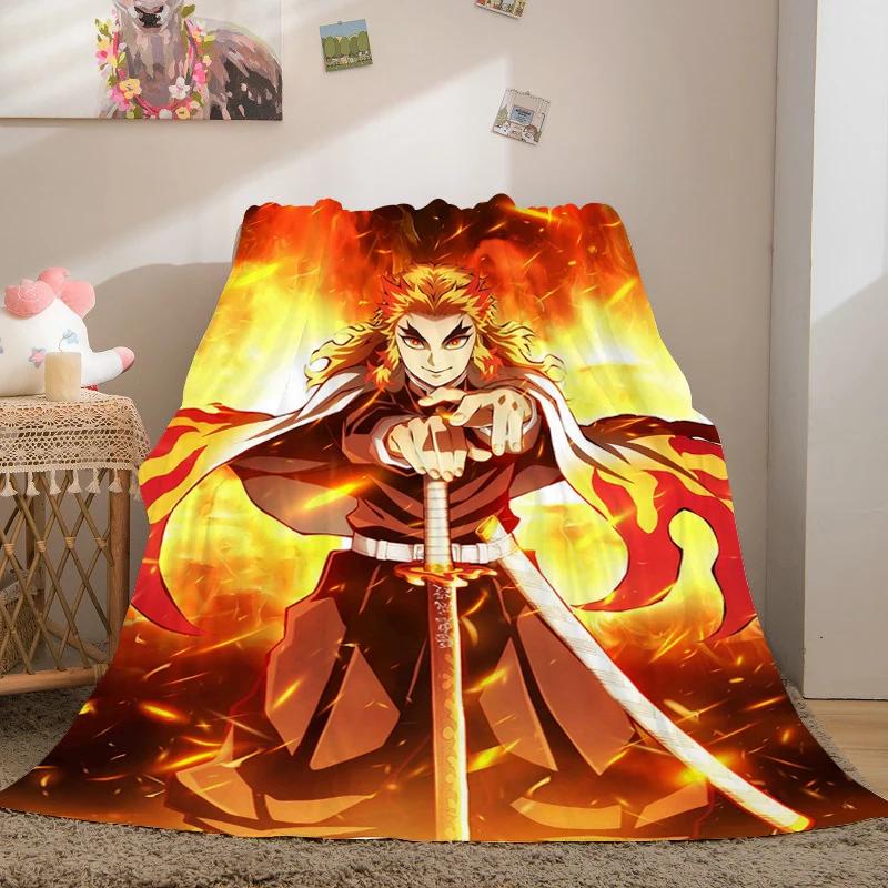 Anime Fleece Blanket Sofa Winter Warm A-Demon Slayer Bed Camping Custom Nap Fluffy Soft Blankets King Size Microfiber Bedding