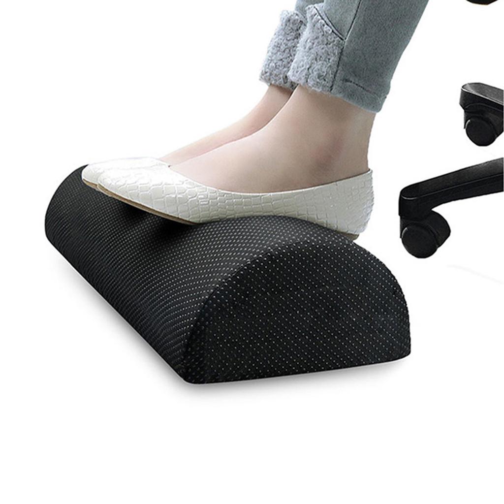 Under Desk Footrest Semi Circular Shape Memory Foam Foot Massaging Relaxing Office Foot Rest Accessories Black