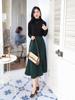 Temperamental Elegant High-Waist Woolen Pleated Skirt - Women's Mid-Length Swing Skirt