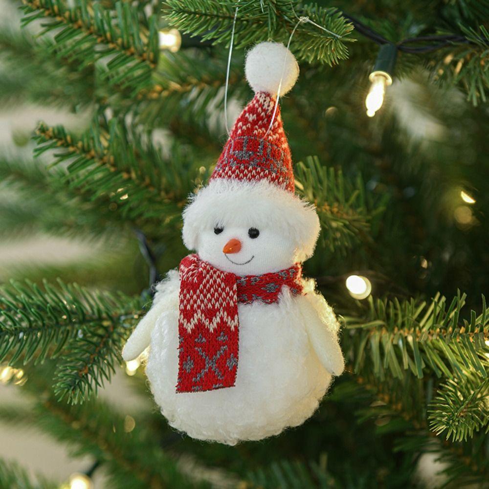 Cute Christmas Plush Snowman Pendant Xmas Ornament Christmas Tree Pendant  New Year