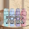 1PC Lamb Quote Text Art 750ml Color Plastic Sports Water Bottle Leakproof Flip Straw Lid Suitable for Sports Office Home Use