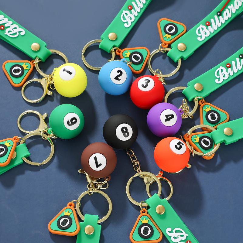 Creative Billiard Pool Keychain Table Ball Key Ring Lucky Black Key Chain 25Mm Resin Ball Jewelry Gift