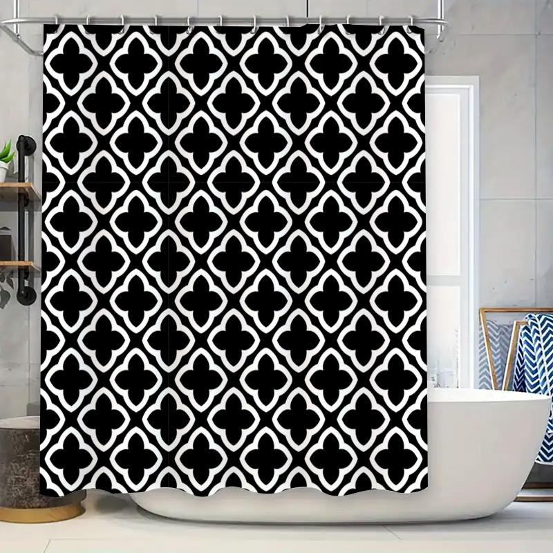 

Modern Simple Black And White Flower Pattern Shower Curtain For Bathroom Decoration Home Supplies (L) Title: Modern Simple Flora W60H190(CM)-1 Pcs