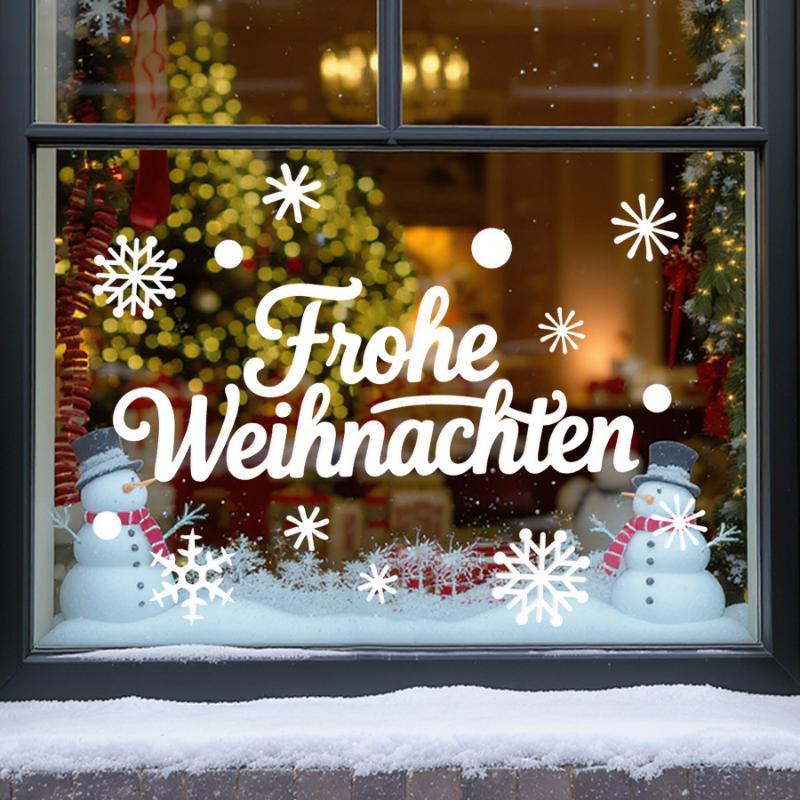 Christmas Robin Window Stickers Snowflake Winter Pattern Removable for Xmas Family Party Indoor Glass Decor