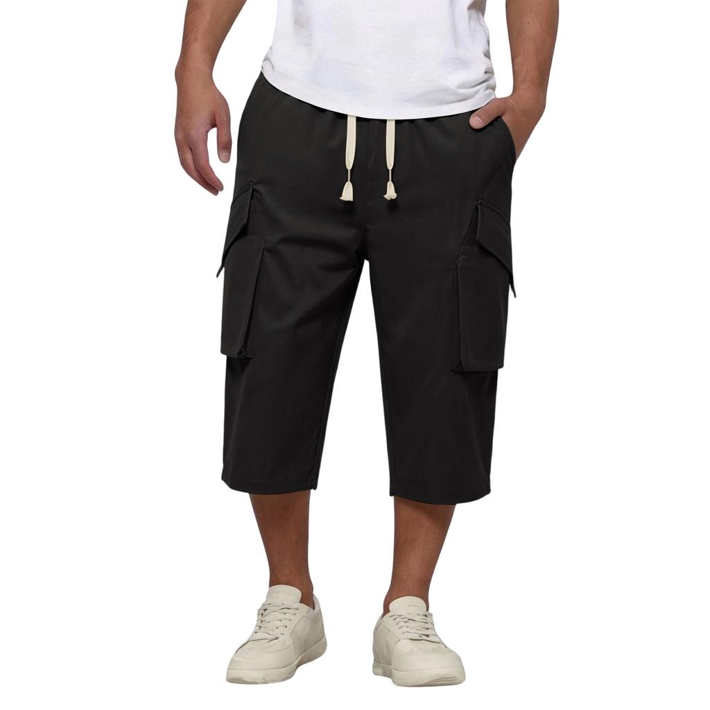 Men's Casual Lightweight Breathable Drawstring Cargo Shorts Loose Fit Stretchable Sportswear with Multiple Large Pockets for Outdoor Activities