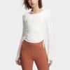 FILA Solid Color Knitted Long Sleeve Fitness Top Women tops Vanilla-White A11W341204FIV