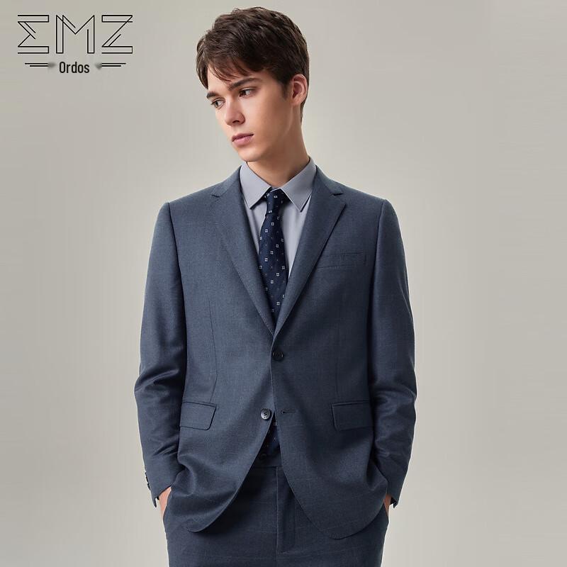 EMZ Erdos Men s Slim-Fit Wool Blend Plaid Suit Set 50A