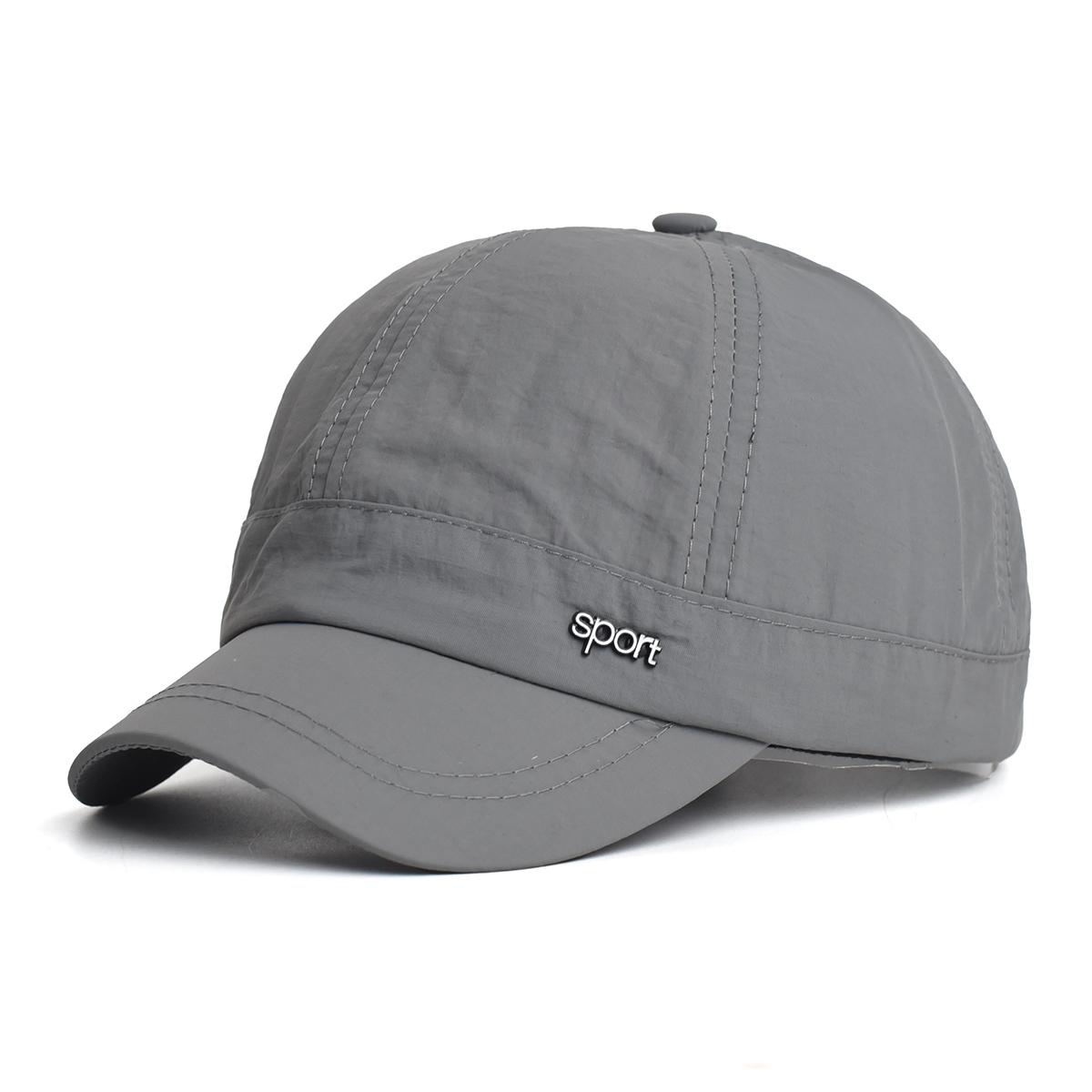 

Short-brimmed solid color baseball cap Lightweight Quick-Dry Polyester Adjustable Buckle Closure Sun Protection Breathable Brim серый