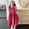 Abito estivo senza maniche per bambine e adolescenti, tinta unita, cotone, ampio, casual, vestito da sole, stile vacanza per bambini, vestito da principessa