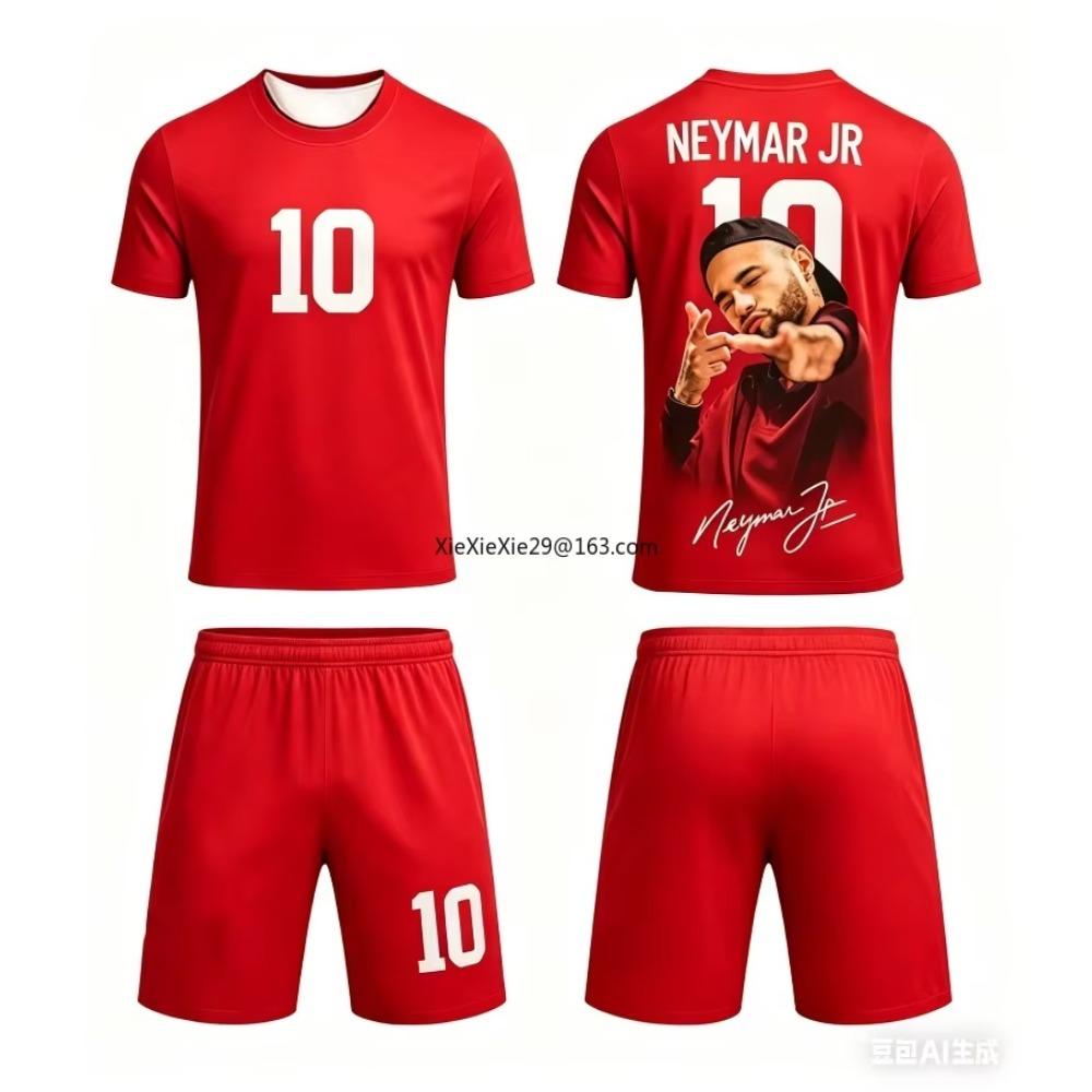 Hot Selling New AI 10 Inner Maldor Adult Football Short Sleeved T-shirt+shorts Set for Boys and Girls' Sports Training Clothes