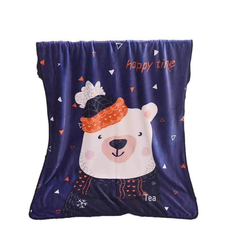 Cartoon Style Flannel Fleece Children's Blanket - Single Layer, All-Season, Small Nap Blanket with Edging