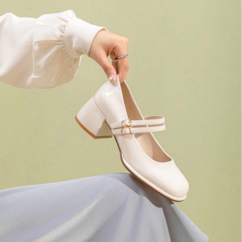 French High Heel Mary Jane Shoes With Chunky Heel For Casual Womens Spring Summer