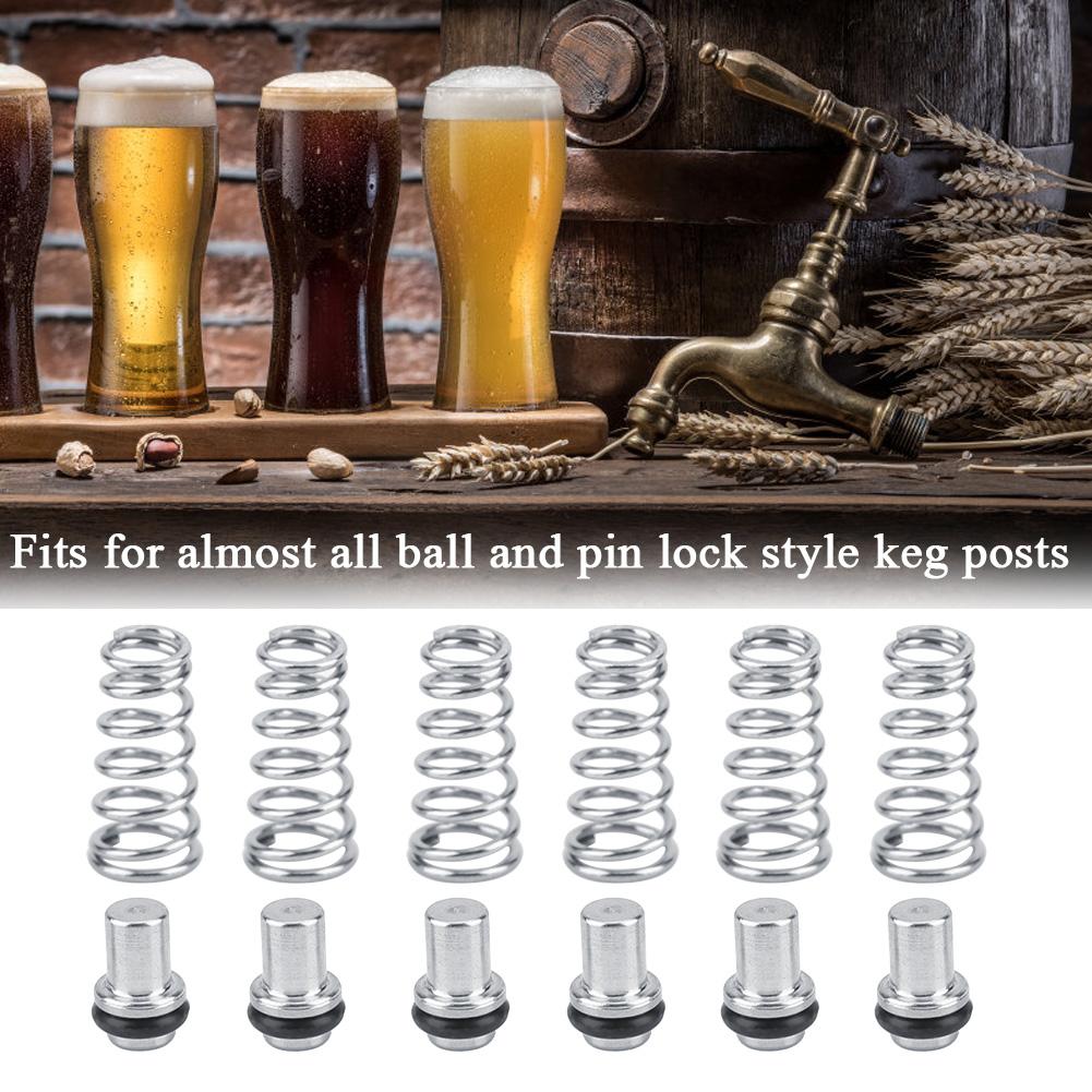 6 st Ersättningar Universal Poppetventilfjäder Öl Delar Passar Kul- & Stiftlåsstil Keg Post