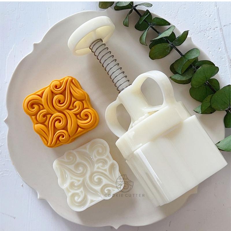 Square Vine Pattern Mooncake Press Mold Cookie Stamps Chinese MidAutumn Moon Cake Makers Decoration Tool for DIY Cookie