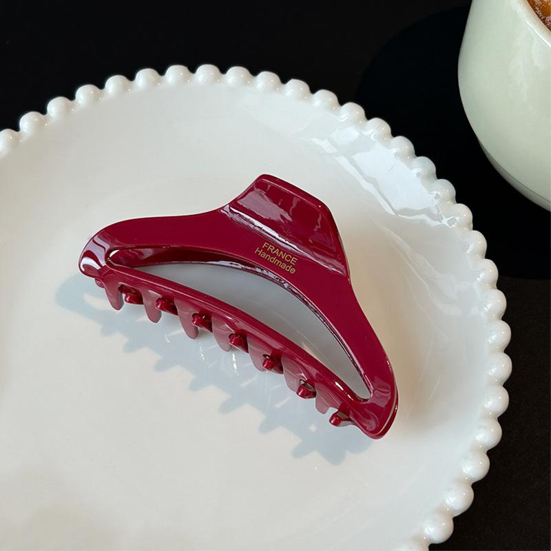 French Acetic Acid Print Hollow Hair Claws for Women Simple Large Shark Clip Back of Head High Volume of Hair Accessories