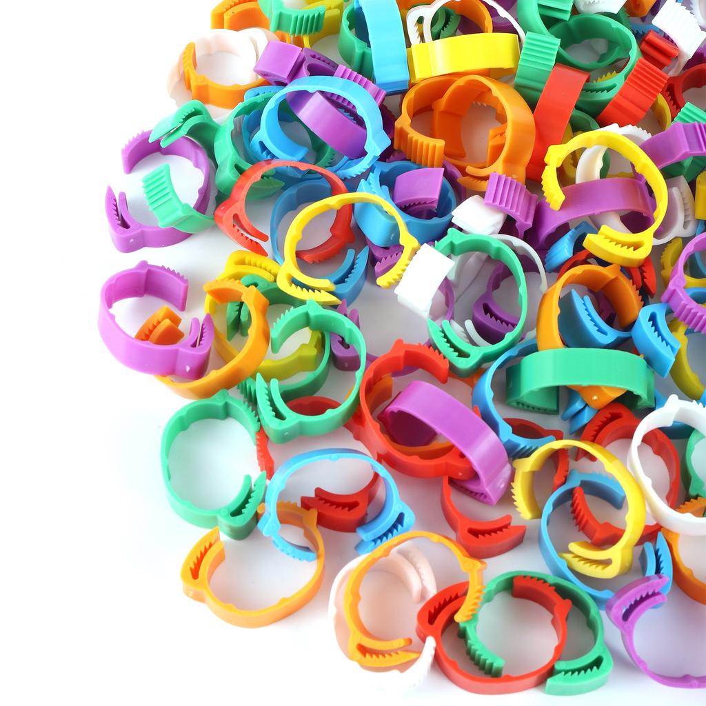 Chicken Foot Ring ID2.0~2.4cm Adjustable Size Poultry Leg No Number Buckle Ring Plastic Chick Duck Goose Poultry Feeding 35 Pcs