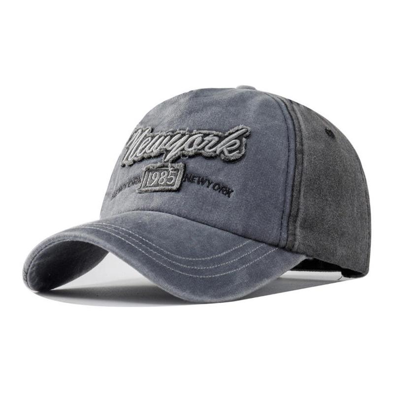 Vintage Washed Distressed Letter Embroidered Baseball Cap New York Cap Adjustable Cotton Unisex Casual Hat Adjustable