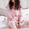 Spring and Autumn New High-end Imitation Cotton Pajamas Women's Summer Long-sleeved Trousers Set Women's Loose Large-size Loungewear