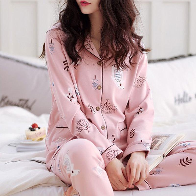 Spring and Autumn New High-end Imitation Cotton Pajamas Women's Summer Long-sleeved Trousers Set Women's Loose Large-size Loungewear
